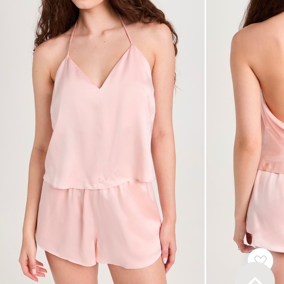 LUNYA BNWT Washable Silk Halter Cami Shorts Set in Frosted Rose Sizes L, XL